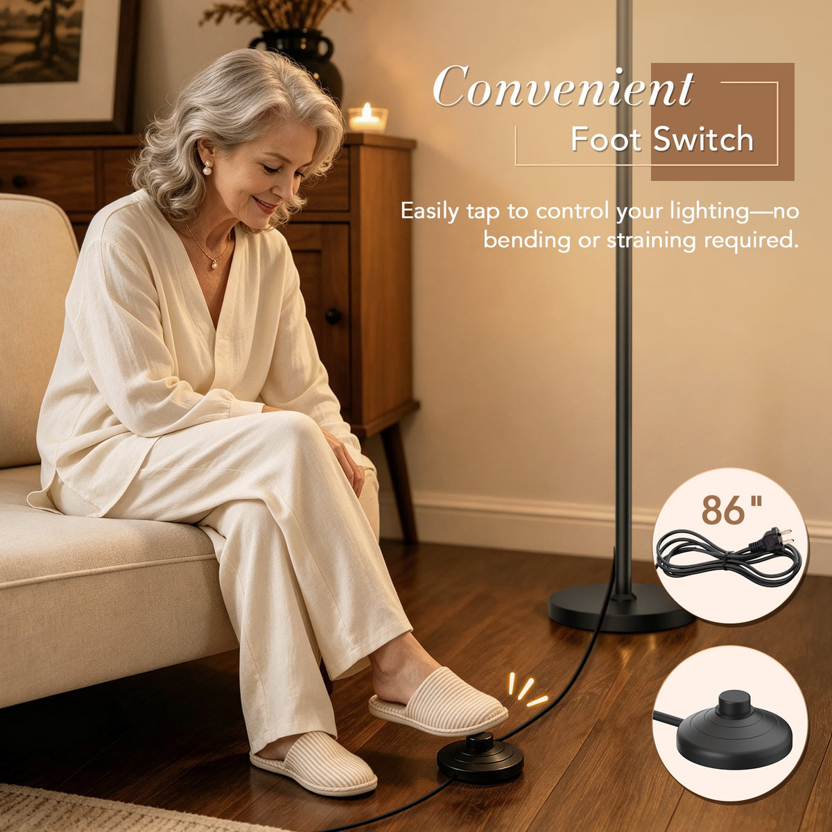 Hands-free foot switch for the Vintora VF301 floor lamp