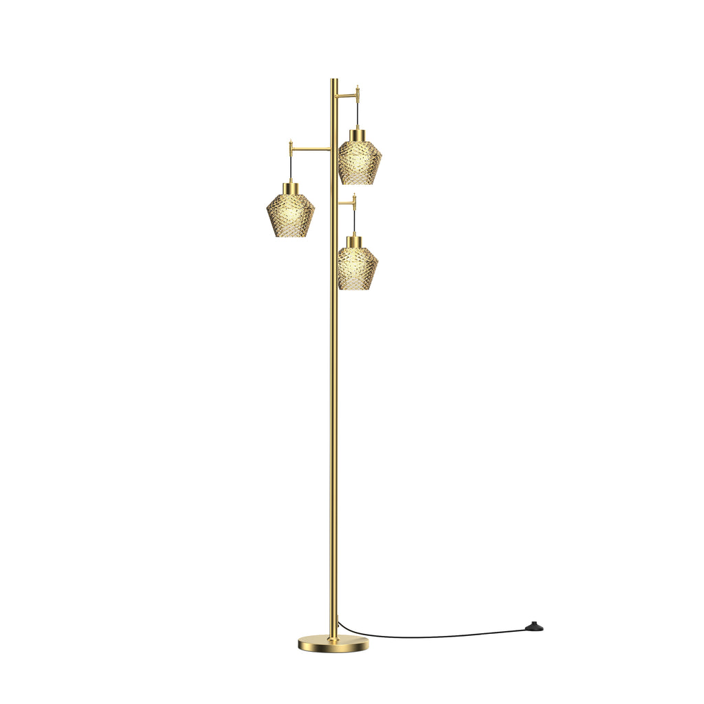 Vintora 3-Light Floor Lamp with Textured Glass Shades