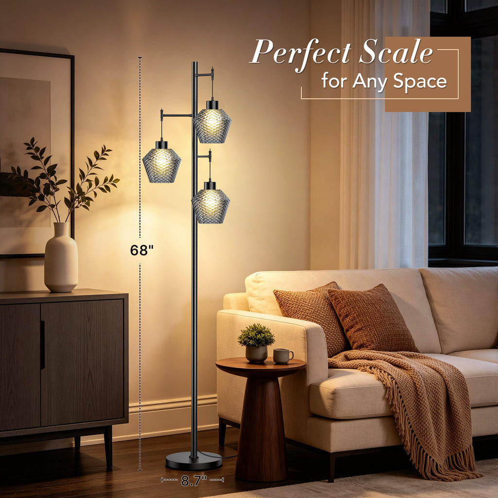 Vintora VF301 floor lamp dimensions and scale