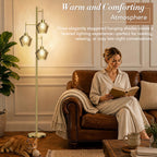 Gold Vintora VF301 floor lamp in a warm reading room